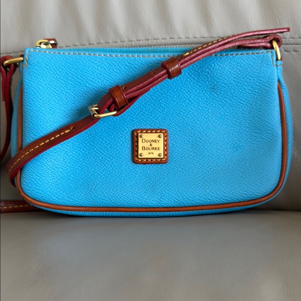 Dooney & Bourke Turquoise Blue Crossbody with Brown Trim